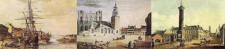 The harbour, Place d'Armes and Notre-Dame Street, 1828-1830